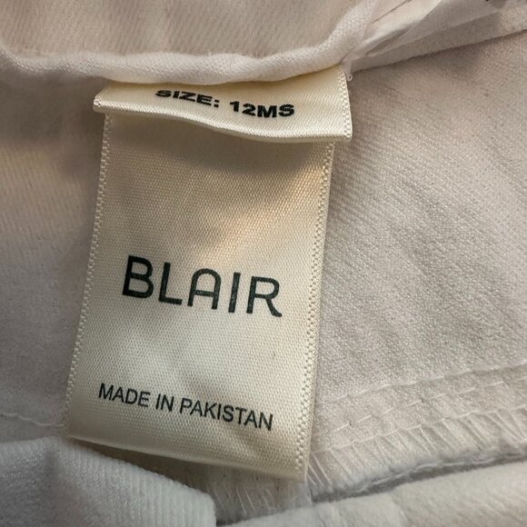 Blair Denimease Flat Waist Pull-On White Jeans Size 12MS - Picture 3 of 8
